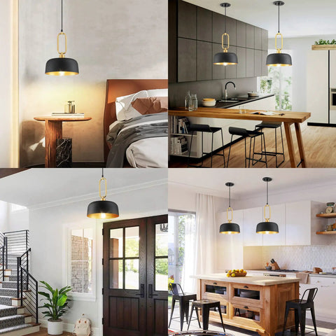Industrial Pendant Lights 2 Pack Black Farmhouse Ceiling Fixtures Vintage Hanging Lights for Kitchen Island Hallway Dining Room
