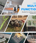 Collage showing Six Pack 12 By 8 Inch Heavy Duty Stainless Steel Wire Mesh Screen With 1mm Holes used in various applications.