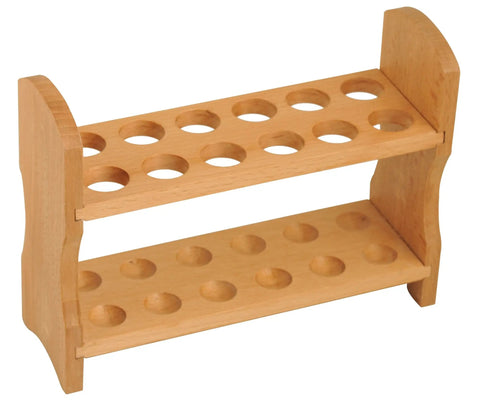 Beechwood Test Tube Rack, 9 Inch, Holds 12 Tubes With 20mm Holes, Rugged Wooden Lab Gear And Organizer For Science Class Or Lab