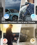 Skysword II Level 1 EV Charger Portable Home EVSE With 110V 16A 25ft Cord, showing indoor and outdoor use in all weather conditions