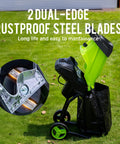 Powerful 15 Amp Electric Wood Chipper And Mulcher For Yard Work With One Point Eight Inch Capacity And 15to1 Reduction