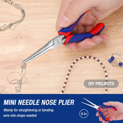 Mini Pliers Set 3-Piece Handy Tool Kit With 4 Inch Diagonal Pliers, 5 Inch Long Nose Pliers, And 6 Inch Needle Nose Pliers For Crafts