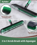 Extra Wide Floor Scrub Brush With Long Telescoping Handle 15 Inch Wide Deck Head 2 In 1 Scrubber Stiff Bristles And Rubber Squeegee For Bathroom Shower Kitchen Patio Garage