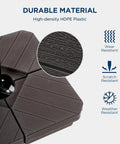 Close-up of Heavy Duty 4 Piece Patio Umbrella Base Weights 220 Lbs showing durable HDPE plastic texture and resistance features.
