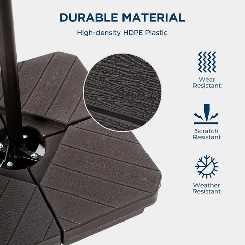 Close-up of Heavy Duty 4 Piece Patio Umbrella Base Weights 220 Lbs showing durable HDPE plastic texture and resistance features.