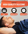 Man sleeping with Reusable Sleep Ear Plugs With 40 dB Noise Reduction For Sleeping, Premium Silicone Earplugs visible