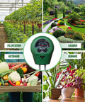 Three In One Soil Tester For Garden And Home With PH Meter Moisture Meter And Light Intensity Gauge No Battery Needed Indoor Outdoor Plant Test Kit For Home Gardens Lawn Houseplants And More Easy To Read Durable And Handy shown in use for plantation and indoor plants