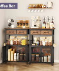 Go To Coffee Bar Cabinet With Drawers And Hooks, 20.47 Inch Wide Kitchen Storage Station with mesh doors and open shelves in corner