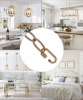 Antique Gold Lighting Chain For High Ceilings 19.7 Ft Heavy Duty Chandelier Pendant Extension With gold finish and connection lock