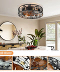 Caged Ceiling Fan With Lights 20 Inch Industrial Farmhouse Cool Vibe Ceiling Fan Light With Remote 6 Speed Reversible Blades
