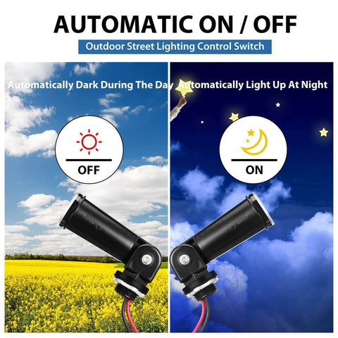 8 Pack Dusk To Dawn Photoelectric Sensor Switches For Outdoor Lighting 120V, showing automatic day/night activation.