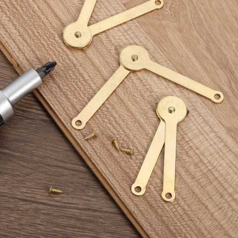 Four Pack Lid Support Hinges 4.5 By 0.79 Inches 180 Degree Folding Lift Stay Hinges Gold for cabinets and wooden boxes