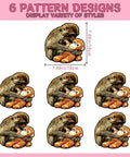 6 designs of Monkey And Mother Animal Lover DTF Transfers Set 6 Pack with cuddling monkeys, 7x7 inch size heat transfer stickers