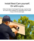Man installing Nest Outdoor Security Camera Wired 2nd Gen With 2K HDR Video And Gemini AI Night Vision on house eave