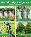 100Ft Drip Irrigation System With One Quarter Inch Hose And 360 Degree Adjustable Copper Nozzles Easy DIY Garden Watering Kit