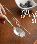 Close-up of hand holding 5.71-inch spoon with wrench handle, part of Engineer Gifts Spoon Set For Men, Ideal Mechanical Engineer Gift For Builders.