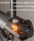 CUTPOIY Thermostatic Shower System, LED display shows 40°C with controls for temperature adjustment, hydropower technology featured.