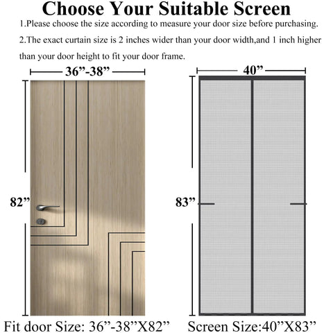Upgraded Magnetic Screen Door With Full Strip Magnets Heavy Duty Fiberglass Mesh Retractable Screen Closure size guide