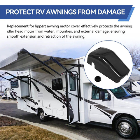 Right Side RV Awning Motor Cover 643922 For Camper Awnings And Drive Head End Caps Replacement Front End Cap For Awnings On Trailers Fits Various Systems Beefed Up Heavy Duty Durable Black, RV awning on motorhome