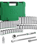 One Quarter Inch Drive Socket Set With 216 Piece Quick Release Ratchet, 50 Piece SAE And Metric Sockets, SuperKrome Finish