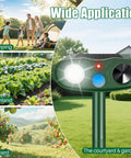 Fortress Pro Deer Repellent With Solar Ultrasonic Motion Activated Alarm And LED Light on stake for garden, yard and camping use