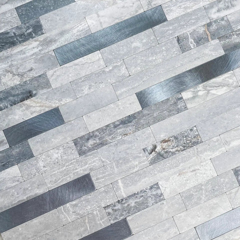 Ten Sheets Peel And Stick No Mess Install Backsplash Subway Tile For Kitchen Fireplace And Bathroom Stone Look Marble Gray Blue
