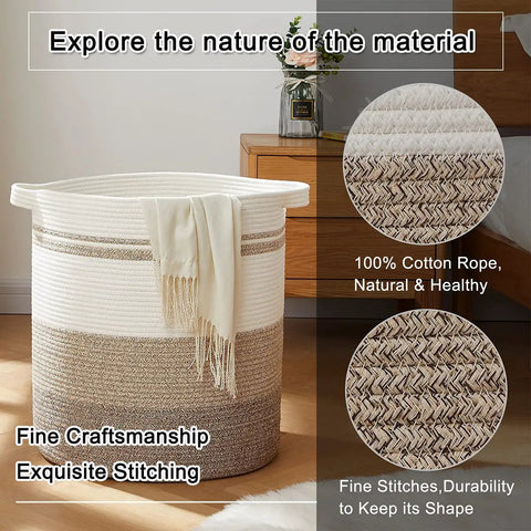 80L Laundry Hamper With Handles Decorative Woven Storage Basket For Living Room And Nursery Perfect For Toys Blankets Pillows And Clothes Gradient Yellow 20x18 Inches Kid Safe Totally Durable And Easy Carry in a bedroom setting.