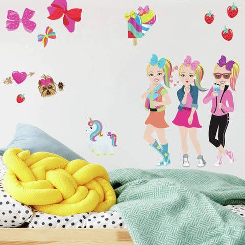 Jojo Siwa Cartoon Peel And Stick Wall Decals Set Of 31 Removable Repositionable Kids Room Decor featuring colorful characters