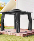 10X10 Outdoor Gazebo With Double Roof For Extra Shade And Ventilation Curtains And Mesh Netting For Bug Free Relaxation