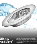 Two Piece Kitchen Sink Drain Strainer And Anti Clog Stopper Drainer Set for Standard 3-1/2 Inch Drains, stainless steel close-up