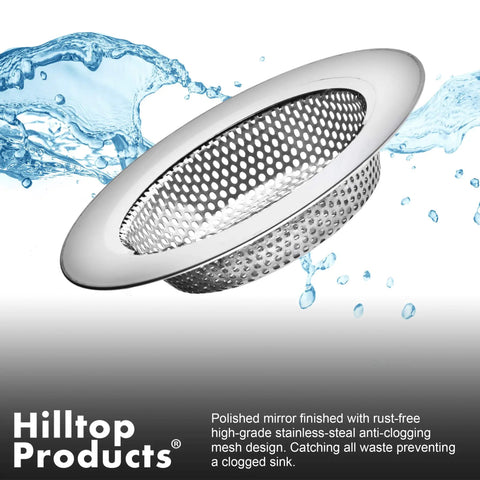 Two Piece Kitchen Sink Drain Strainer And Anti Clog Stopper Drainer Set for Standard 3-1/2 Inch Drains, stainless steel close-up