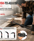 Person using Heavy Duty Telescopic Pry Bar Locking Adjustable Angle 29 To 48 Inch Extendable Crowbar for angle adjustment on wooden floor.