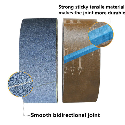 Heavy Duty Pro Grade 4 X 36 Inch Belt Sander Belts Set With Zirconia Metal Sandpaper Belts showing seam splice detail