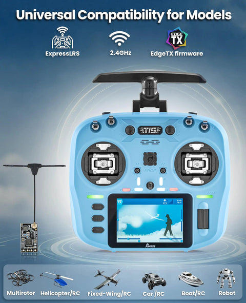 2.4GHz ELRS Transmitter With Nano Receiver And VS M Hall Gimbal EdgeTX IPS Color Touchscreen Controller For FPV Drones