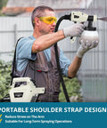 Top Tier HVLP Paint Sprayer, 800W Electric Spray Paint Gun in use with portable shoulder strap for easy application.