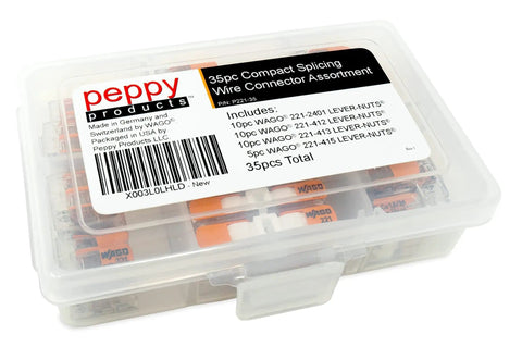 Lever Nut Wire Connector Set 221 Series 35pc Compact Splicing Kit With Case Includes 221-2401 221-412 221-413 221-415