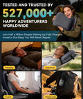 Ultralight Inflatable Travel Neck Pillow With Removable Cover in use during camping and travel