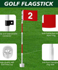 Four Pack Golf Flag Sticks With 6 Foot Putting Green Red Digital Style Flags, Hole Cups And Poles, Numbered No 2 on grass