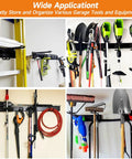 Heavy Duty 48 Inch Wall Mount Garden Tool Organizer Rack With Six Hooks For Yard Tools, Rakes And Shovels, Garage Storage System