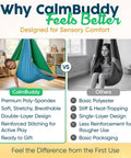 Indoor Outdoor Kid Sensory Swing With Calming Cocoon Hug Hammock, holds 300 lbs, comparison with basic polyester swing.