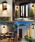 Motion Sensor Outdoor Wall Light With Integrated LED, 1200 Lumen Dusk To Dawn Porch Sconce on modern home exterior at night
