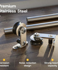 Heavy Duty Stainless Steel Top Mount Sliding Barn Door Hardware Kit For Single Door Up To 37 Inches Wide With A 6 Foot Track