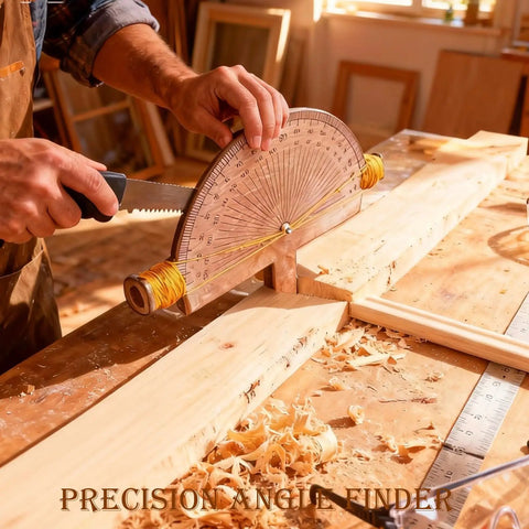 Heavy Duty Birch Wood Precision Angle Finder With Dead On Degree Measurements Quick Miter Setup And Spot On Carpenter Welder Diy Project Alignment Tools Solid, being used for accurate cuts.