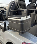 Two Seater Electric Golf Cart With Independent MacPherson Strut Suspension And Tuned Coil Spring Shocks with a cooler attached.