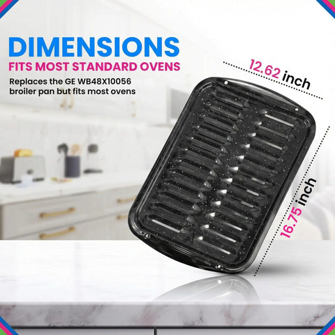 Broiler Pan For Oven Nonstick Porcelain Enamel Coated With Rack That Drains Fat And Circulates Heat Evenly for Heavy Duty High Temp Broiling