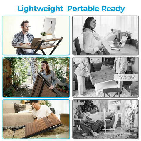 No Assembly Folding Desk With Two Tier Shelf For Home Office Dorm Or Apartment Go To Workstation Space Saving Portable Laptop And Computer Desk Quick Setup Collapsible Table Espresso Finish showcase