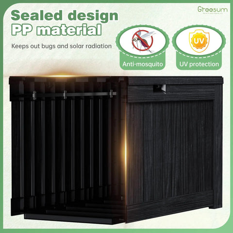 120 Gallon Outdoor Storage Box With Lid, Lockable, Waterproof And UV Resistant, Resin Deck Box With Wood Grain Look