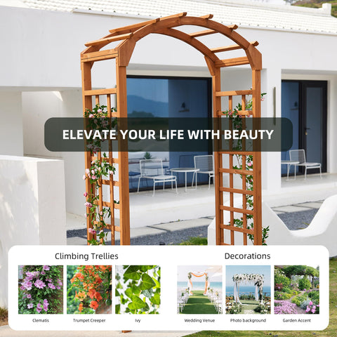 Solid Fir Wood Garden Arch Trellis For Climbing Plants, Premium Outdoor Lattice Archway For Yard Decor, Ideal For Weddings