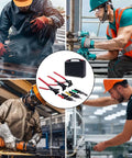 Collage of professionals using Beast Workhorse Heavy Duty 6 Piece Sheet Metal Tools Set with seamers and tin snips in various jobs.
