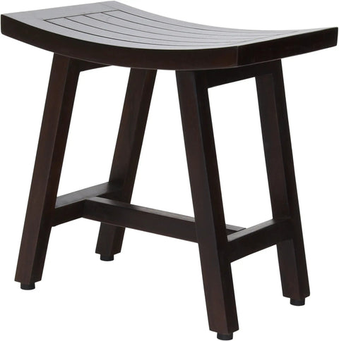 18-Inch Teak Shower Bench With Mocha Shield Finish for a sturdy spa seat in any shower waterproof easy mount durable teak bath furniture